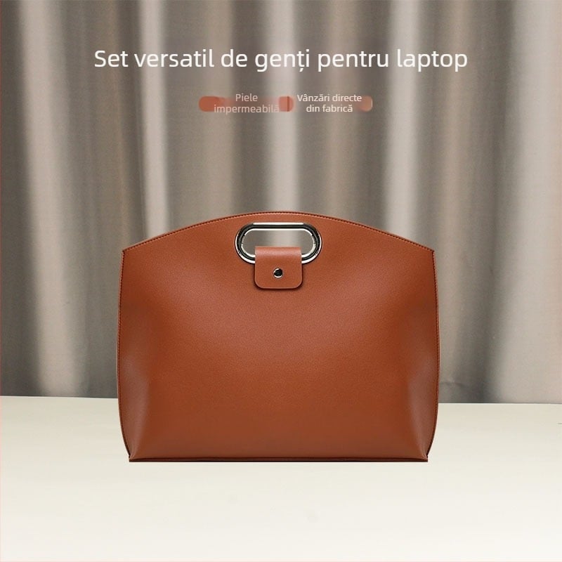 Geantă tote din piele PU pentru laptop, 14 inch, compatibilă cu MacBook Pro 13.3 inch