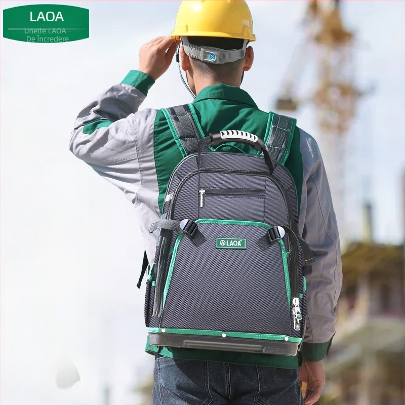 Geantă pentru unelte pe roți, din Oxford și pânză, cu bretele duble, pentru electrician/mentenanță, model LA210901