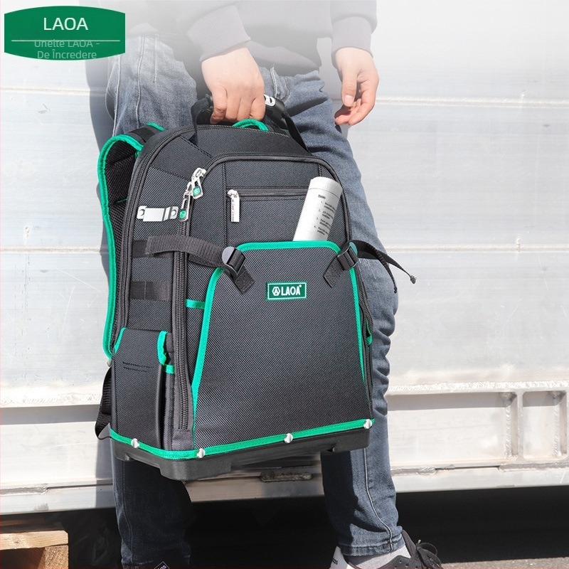 Geantă pentru unelte pe roți, din Oxford și pânză, cu bretele duble, pentru electrician/mentenanță, model LA210901