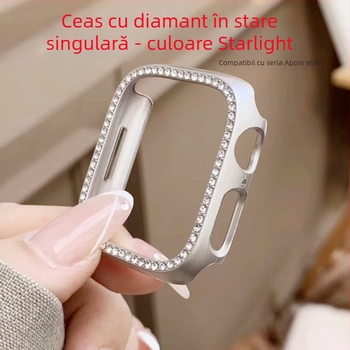 Carcasă Apple Watch Series 11 — ramă cu diamant unic și design gol, compatibil S10, material PC