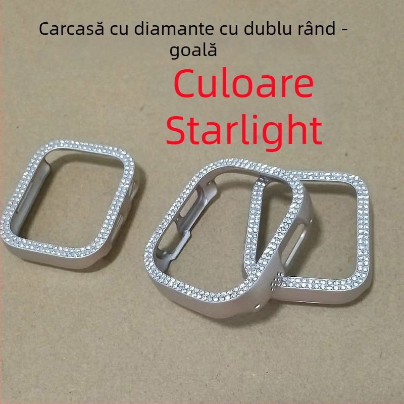 Carcasă Apple Watch Series 11 — ramă cu diamant unic și design gol, compatibil S10, material PC