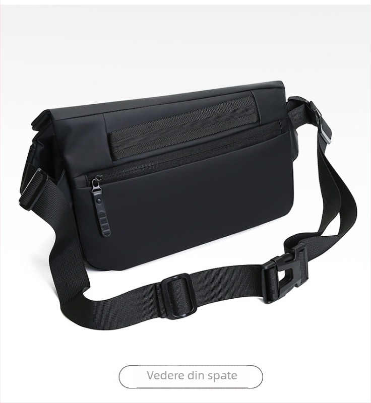 Geantă pentru piept bărbat – stil stradal, PU impermeabil, anti-furt, extensibilă, încăpătoare pentru laptop de 11 inci