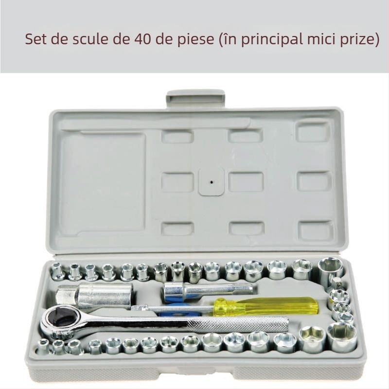 Set de unelte pentru reparații auto într-o cutie din plastic; brand Yisheng; set complet de unelte pentru reparații auto