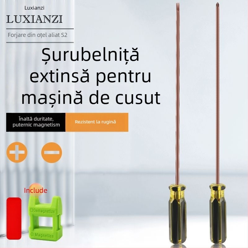 Set de șurubelnițe pentru mașina de cusut: cap plat și Philips, magnetice, tijă extensibilă, pentru repararea calculatoarelor