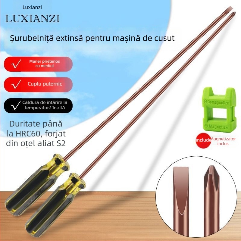 Set de șurubelnițe pentru mașina de cusut: cap plat și Philips, magnetice, tijă extensibilă, pentru repararea calculatoarelor