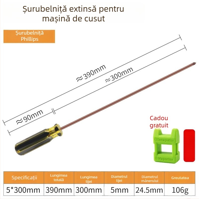 Set de șurubelnițe pentru mașina de cusut: cap plat și Philips, magnetice, tijă extensibilă, pentru repararea calculatoarelor