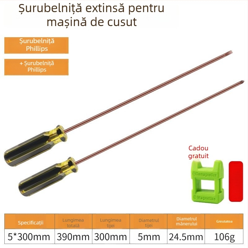 Set de șurubelnițe pentru mașina de cusut: cap plat și Philips, magnetice, tijă extensibilă, pentru repararea calculatoarelor
