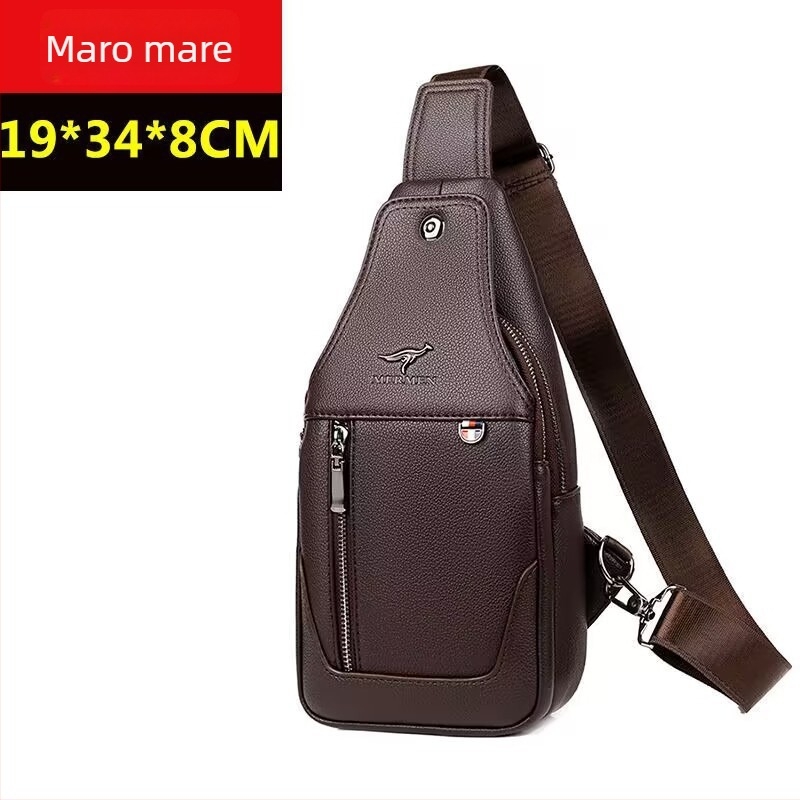 Geantă de piept pentru bărbați, crossbody, impermeabilă PU, stil urban simplu, căptușeală poliester, încăpătoare pentru laptop de 9 inch