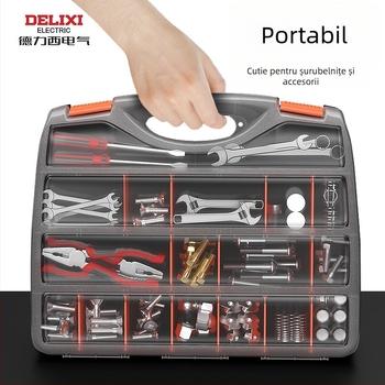 Cutie portabilă pentru piese – DELIXI ELECTRIC Assembly Parts Box Series, depozitare multifuncțională pentru scule și componente electronice