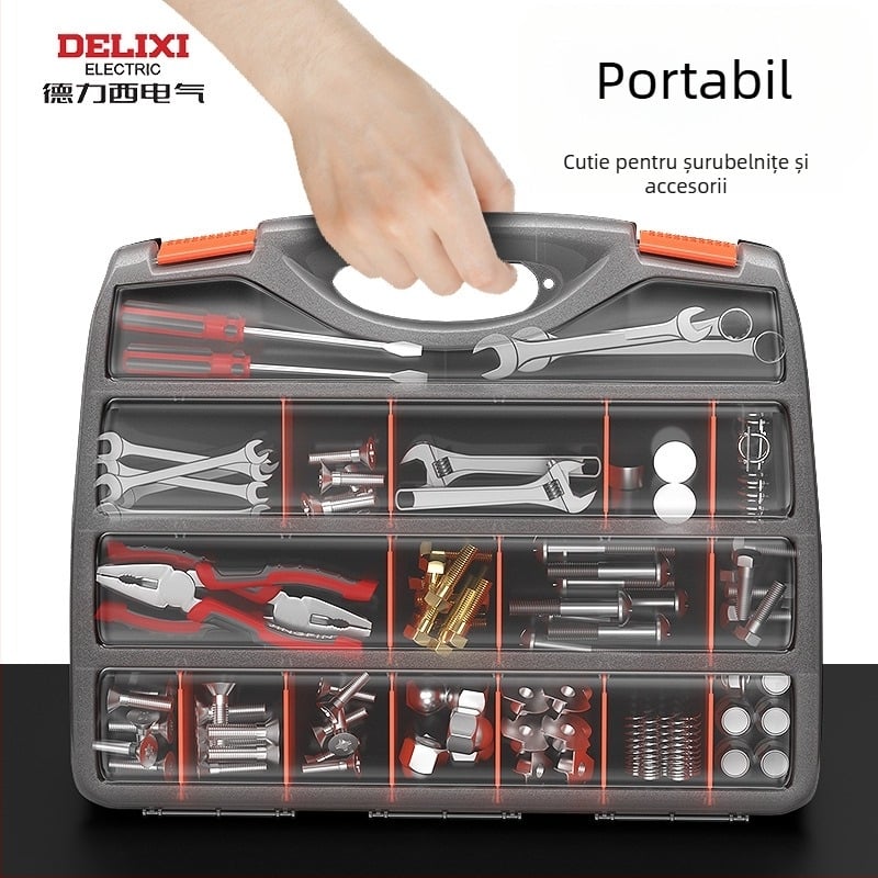 Cutie portabilă pentru piese – DELIXI ELECTRIC Assembly Parts Box Series, depozitare multifuncțională pentru scule și componente electronice