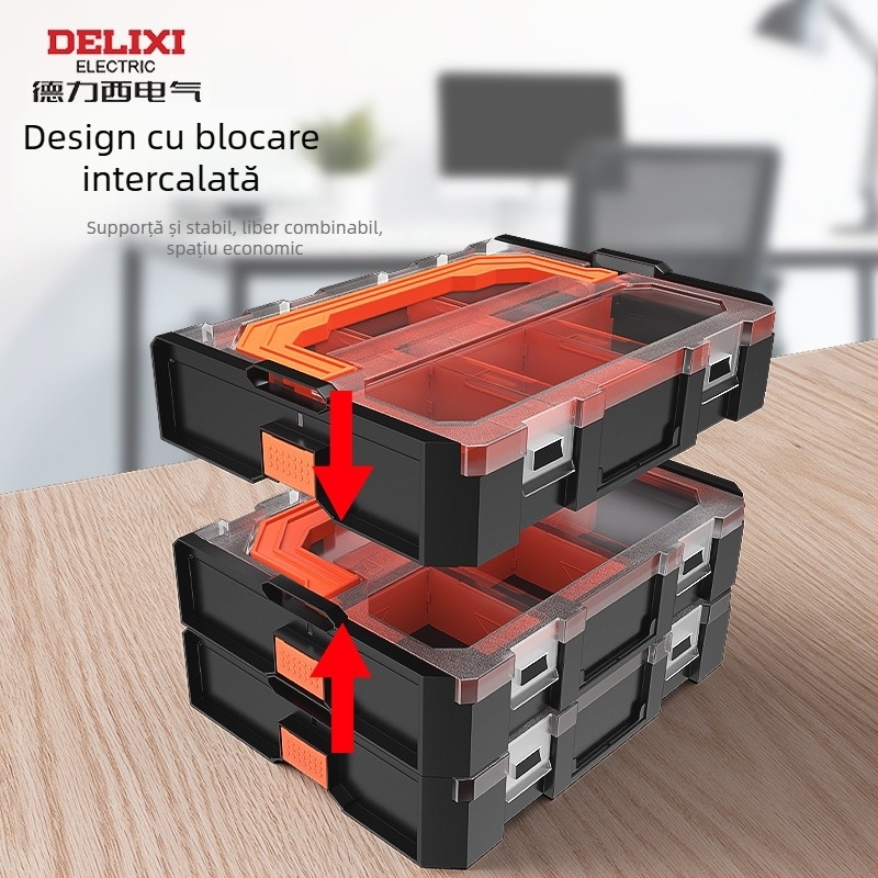 Cutie portabilă pentru piese – DELIXI ELECTRIC Assembly Parts Box Series, depozitare multifuncțională pentru scule și componente electronice