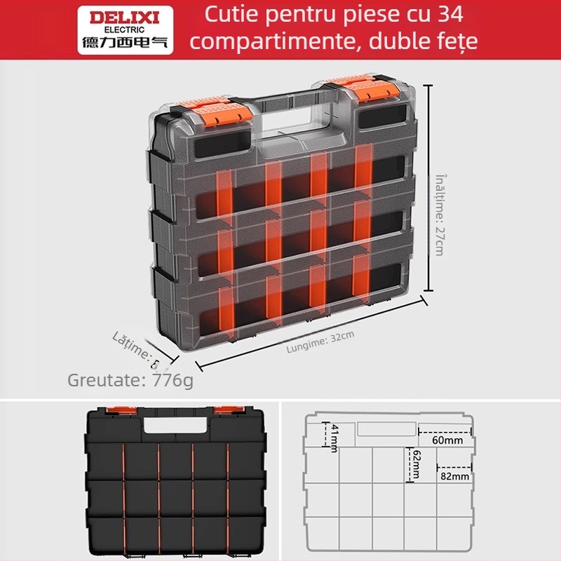Cutie portabilă pentru piese – DELIXI ELECTRIC Assembly Parts Box Series, depozitare multifuncțională pentru scule și componente electronice