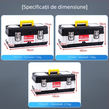 Cutie de scule din plastic-otel, cu două straturi, portabilă pentru reparații auto și întreținere la domiciliu, cadru din PP plastic + oțel inoxidabil