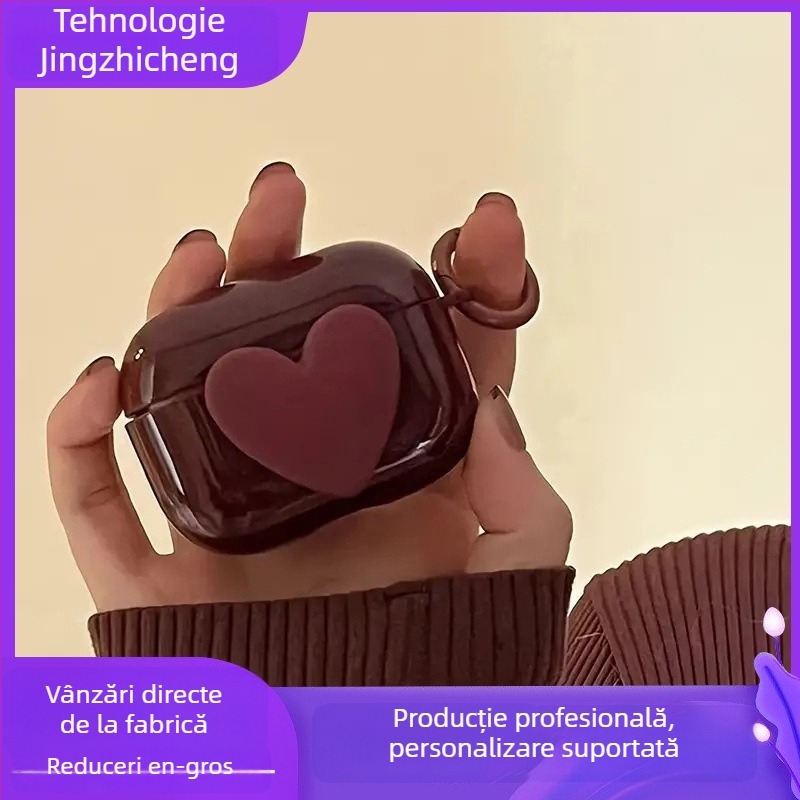 Carcasă de protecție AirPods Pro 2 - Design inimă, TPU, Imprimare (Imprint), Carcasă portabilă cu husă moale, Cod produs A2