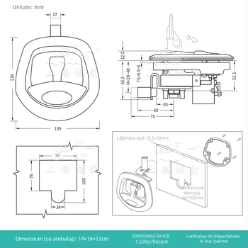 Lacăt pentru mânerul ușii auto cu design electromagnetic fishtail, aliaj zinc, cilindru șarpe, model BSS832-3; potrivit pentru mașini, camioane, pickupuri, RV-uri și vehicule de construcție.