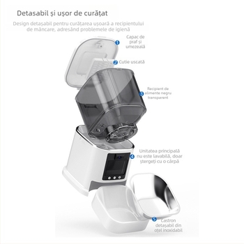 Hrănitor inteligent pentru animale 5L pentru pisici și câini – videoconferință bidirecțională, control prin aplicație, hrănire programată și porționată, monitorizare HD cu unghi larg