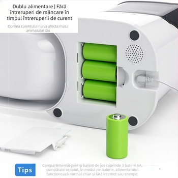 Hrănitor inteligent pentru animale 5L pentru pisici și câini – videoconferință bidirecțională, control prin aplicație, hrănire programată și porționată, monitorizare HD cu unghi larg