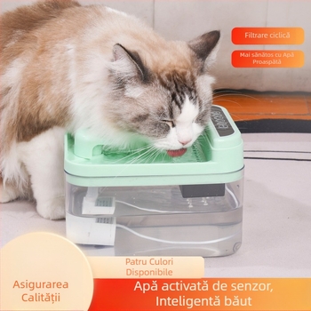 Fântână de apă wireless pentru animale de companie, circulație automată și filtrare, reîncărcabilă, funcționare silențioasă pentru câini și pisici