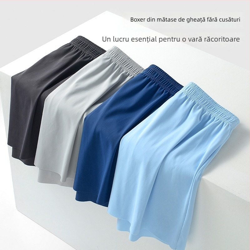 Șorturi de relaxare pentru bărbați din Ice Silk - Plain-Weave nylon, căptușeală de zona inghinală din nylon, 21-30D fire, talie medie
