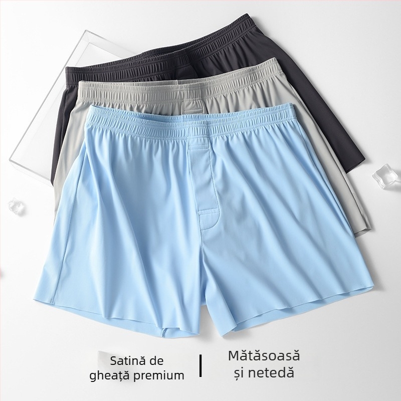 Șorturi de relaxare pentru bărbați din Ice Silk - Plain-Weave nylon, căptușeală de zona inghinală din nylon, 21-30D fire, talie medie
