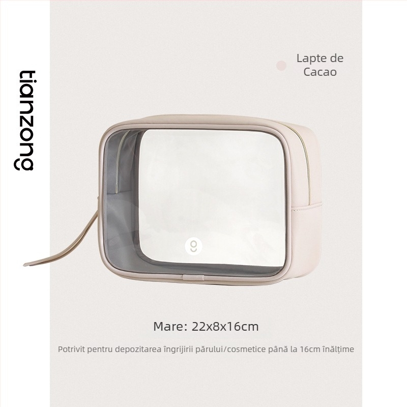 Geantă de cosmetic din PU, format cub, transparentă, impermeabilă, pentru călătorii, multifuncțională