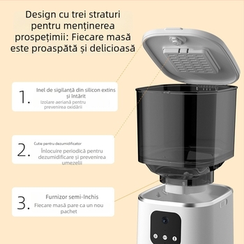 Hrănitoare automată pentru pisici și câini cu temporizator și control de la distanță, dozator inteligent de hrană