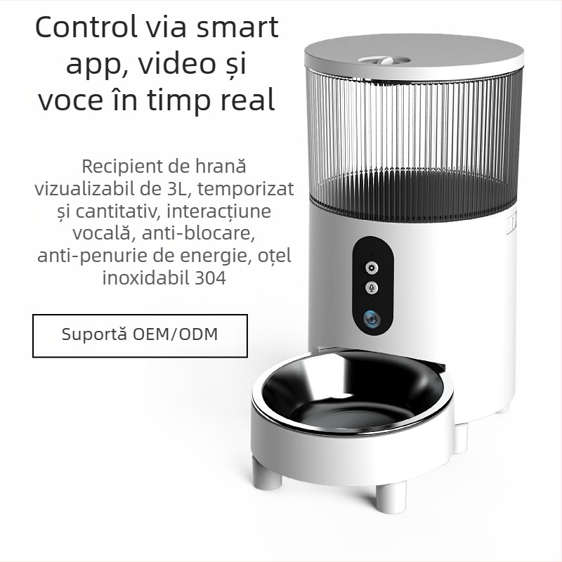 Hrănitoare automată pentru pisici și câini cu temporizator și control de la distanță, dozator inteligent de hrană