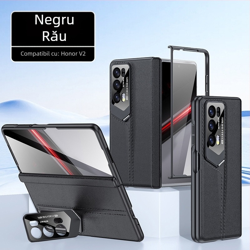 Husă pentru telefon pentru Honor MagicV2 – Piele autentică, acoperire totală, suport integrat pentru obiectiv RSR, protecție la balama, rezistent la șocuri