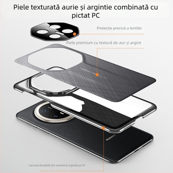 Carcasă Gold Silk Silver Brocade pentru Huawei Mate70 Pro și Honor Magic7 – Totul într-unul, Material PC, presare la cald, disipare a căldurii, rezistență la uzură, protecție la cădere