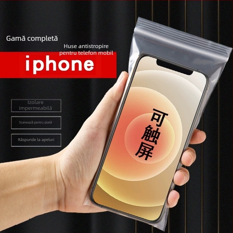 Sac de izolare pentru telefonul mobil, antipraf, transparent, sigilat, compatibil cu ecranul tactil, impermeabil (Material plastic; Presare la cald; Personalizabil; Logo tipărit; Unisex)