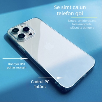 Carcasă pentru telefon Apple din TPU, design minimalist două în unu, finisaj oglindă, protecție anti-uzură și anti-cădere