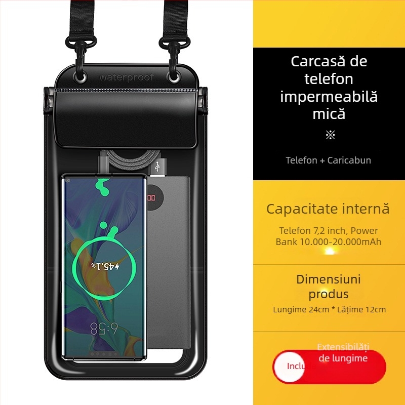 Geantă impermeabilă pentru telefon cu ecran tactil, 2L capacitate, TPU, rezistență la temperaturi joase, reîncărcabilă, pentru activități în aer liber