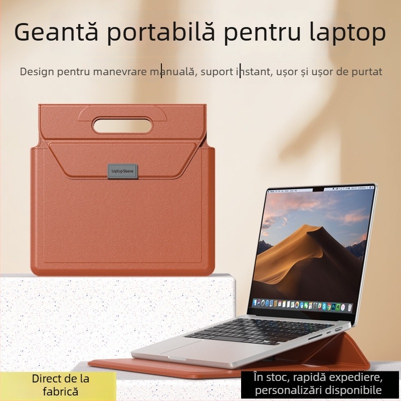Geantă pentru laptop OLCK — husă de protecție multifuncțională cu căptușeală interioară, personalizabilă pentru MacBook Pro, MacBook Air și alte laptopuri, din piele ecologică