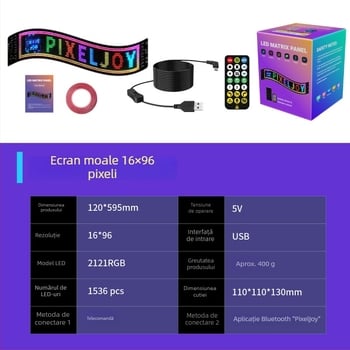 Ecran LED flexibil, full color, exterior pentru publicitate, cu pas de pixel P4, cip Sanan, 5V, Bluetooth activat, montare pe perete.