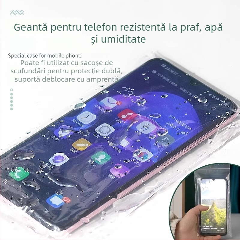 Geantă pentru telefon cu touchscreen, material impermeabil, pungă transparentă cu sigilare automată pentru depozitare; Capacitate: Alt; Ambalaj: Normal