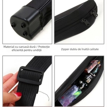 Geantă PVC pentru undițe de pescuit, capacitate mare, curea crossbody/umar, stil rucsac, compartiment detașabil pentru tambur