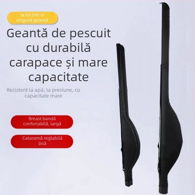 Geantă PVC pentru undițe de pescuit, capacitate mare, curea crossbody/umar, stil rucsac, compartiment detașabil pentru tambur
