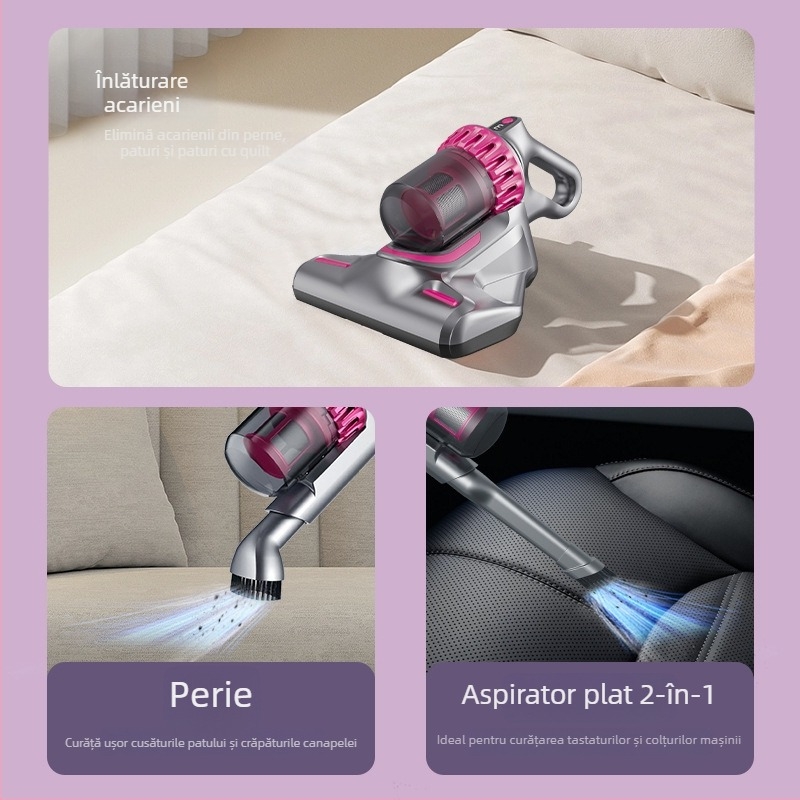 Aspirator fără fir pentru îndepărtarea acarienilor – pentru casă și mașină, 100W, 2100–3000Pa, umed și uscat, baterie încorporată