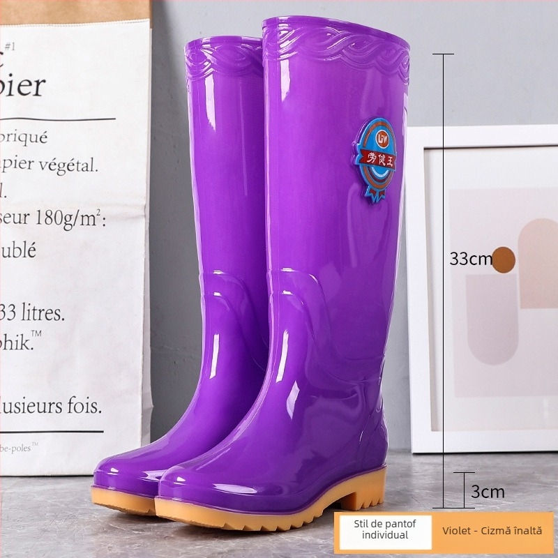 Cizme de ploaie pentru femei, înalte, talpă Oxford antiaderantă, impermeabile, rezistente la uzură, pentru bucătărie