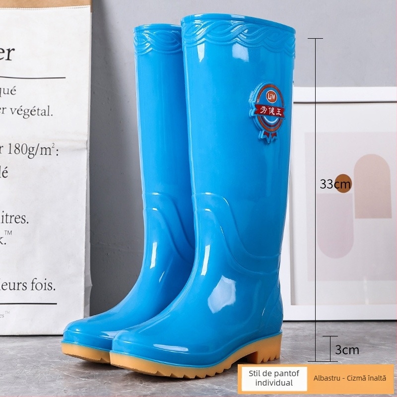 Cizme de ploaie pentru femei, înalte, talpă Oxford antiaderantă, impermeabile, rezistente la uzură, pentru bucătărie