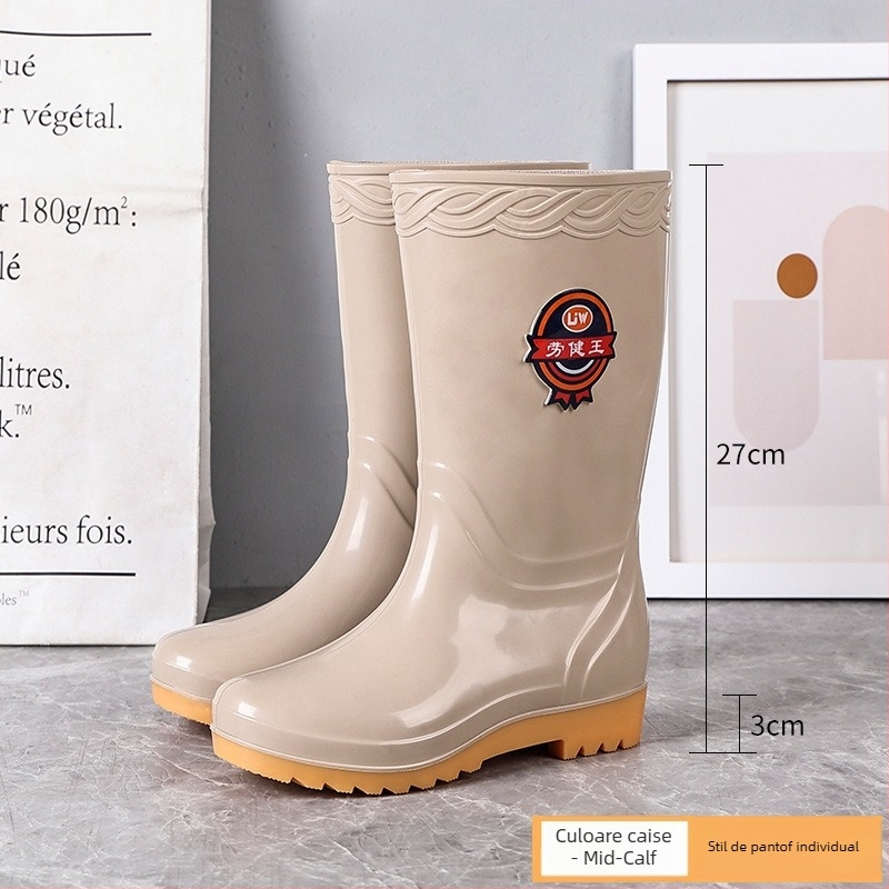 Cizme de ploaie pentru femei, înalte, talpă Oxford antiaderantă, impermeabile, rezistente la uzură, pentru bucătărie