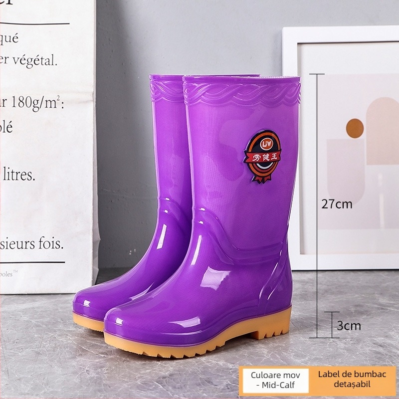 Cizme de ploaie pentru femei, înalte, talpă Oxford antiaderantă, impermeabile, rezistente la uzură, pentru bucătărie