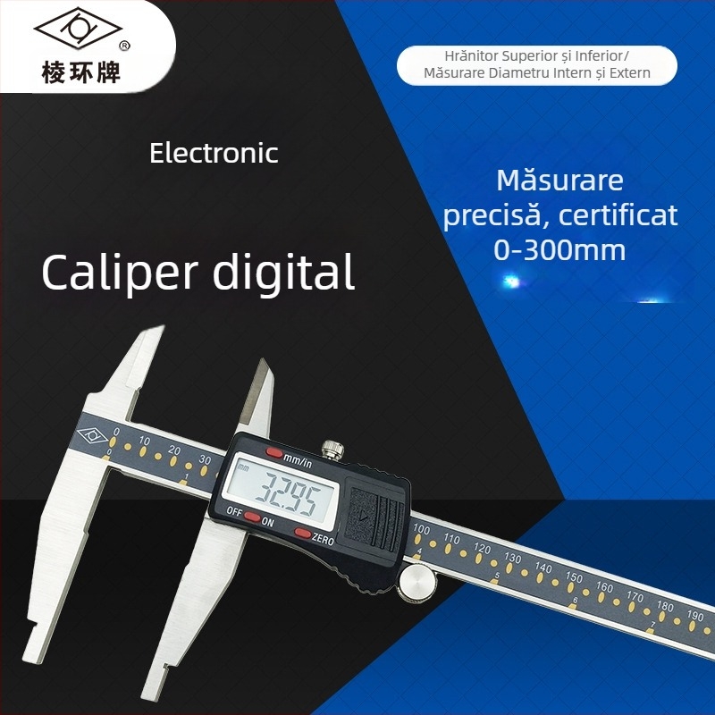 Caliper digital 0-300mm, cu ciocuri superioare și inferioare, două brațe externe, măsurare diametru interior și exterior