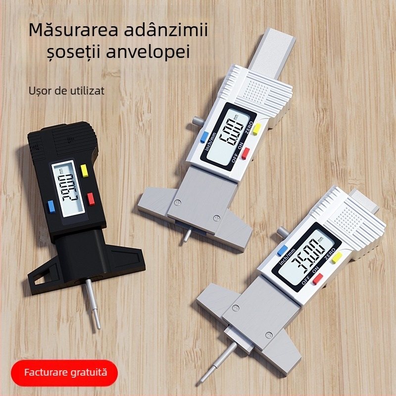 Caliper digital pentru adâncimea profilului anvelopei cu afișaj electronic pentru monitorizarea grosimii anvelopei