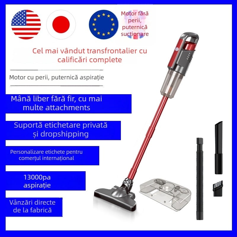 Aspirator fără fir, 100W, umed și uscat, baterie încorporată de 1600 mAh, încărcare USB, perie 2-în-1 pentru frecare și absorbție