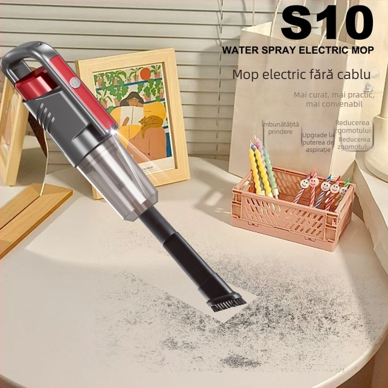 Aspirator fără fir, 100W, umed și uscat, baterie încorporată de 1600 mAh, încărcare USB, perie 2-în-1 pentru frecare și absorbție