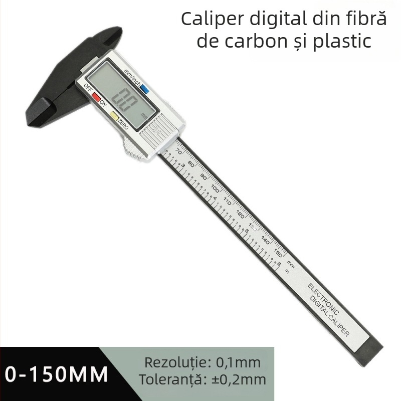 MAKLE caliper digital cu afișaj electronic, din plastic, compact, interval 0-150 mm