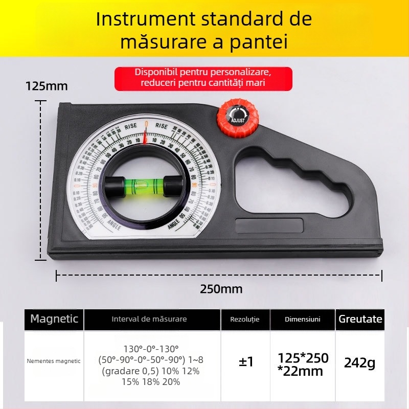 Indicator digital de pantă cu inclinometru magnetic digital și riglă unghiulară cu nivel pentru construcții și decorare
