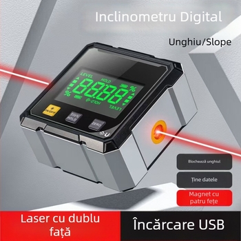Rigla magnetică pentru unghiuri orizontale, mini protractor, măsurător de pantă, inclinometru digital cu afișaj
