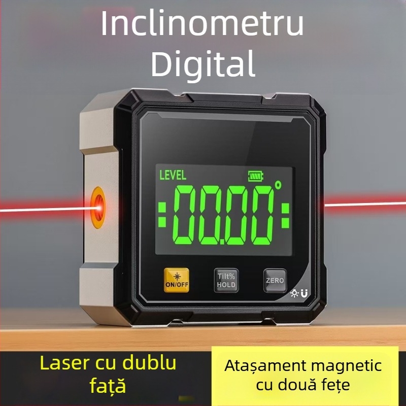 Rigla magnetică pentru unghiuri orizontale, mini protractor, măsurător de pantă, inclinometru digital cu afișaj